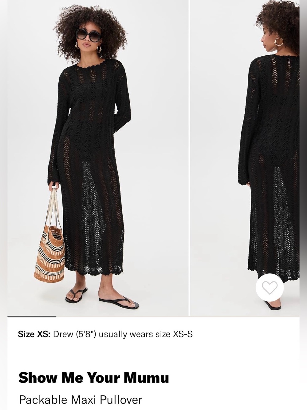 Show Me Your Mumu Black Open-Knit Maxi Pullover Dress - XS